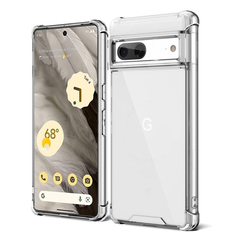 KIOMY Case for Google Pixel 7 Shockproof Bumper Protective Cover Hybrid Design Hard PC Back + Flexible TPU Raised Bezel Slim Fit with Airbags Corners Crystal Clear - Image 1