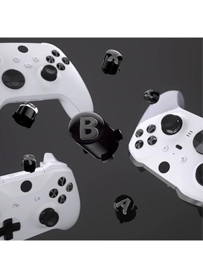 EXtremeRate ABXY Buttons for Xbox Series X & S Controller Three-Tone Black & Clear with White Classic Symbols Action Keys Replacement Buttons for Xbox One S/X Elite Series 2 & 1 Wireless Controller