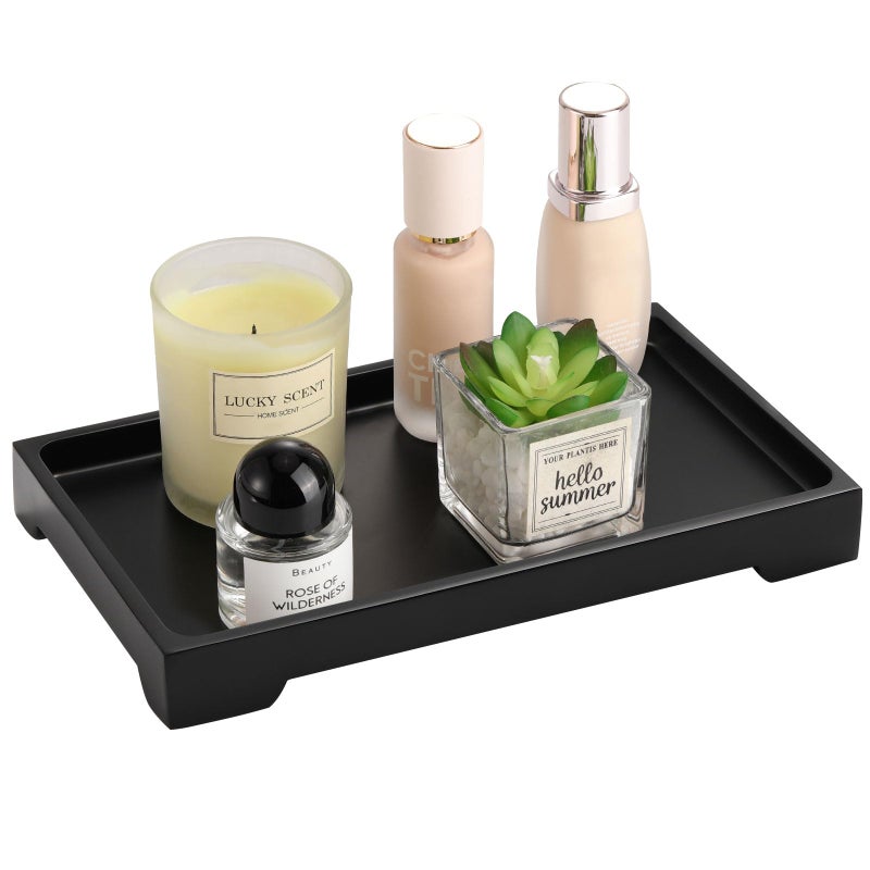 Luxspire Vanity Tray 6x 10 Rectangle Bathroom Tray Toilet Tank Tray Resin Kitchen Tray Decorative Jewelry Tray Vanity Countertop Organizer Bathroom Accessories Medium Matte Black - Image 1