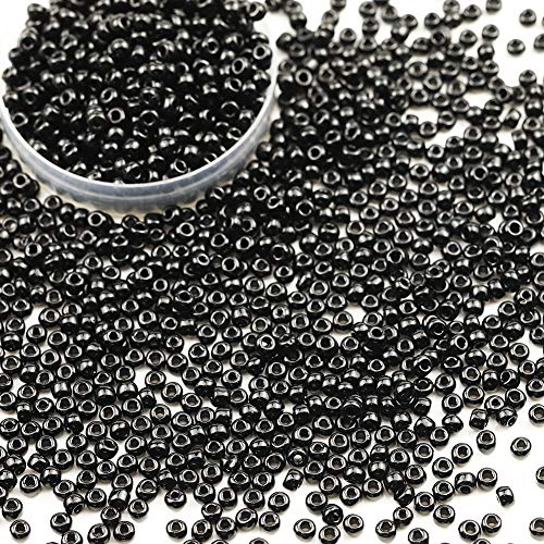Bala&Fillic Black Color 4mm Glass Seed Beads About 1400pcs/110grams in Box 6/0 Glass Craft Seed Beads for Jewelry Making (Black) - Image 3