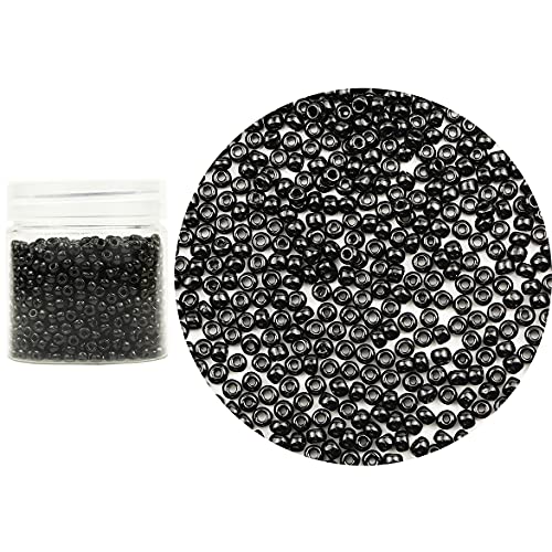 Bala&Fillic Black Color 4mm Glass Seed Beads About 1400pcs/110grams in Box 6/0 Glass Craft Seed Beads for Jewelry Making (Black) - Image 1