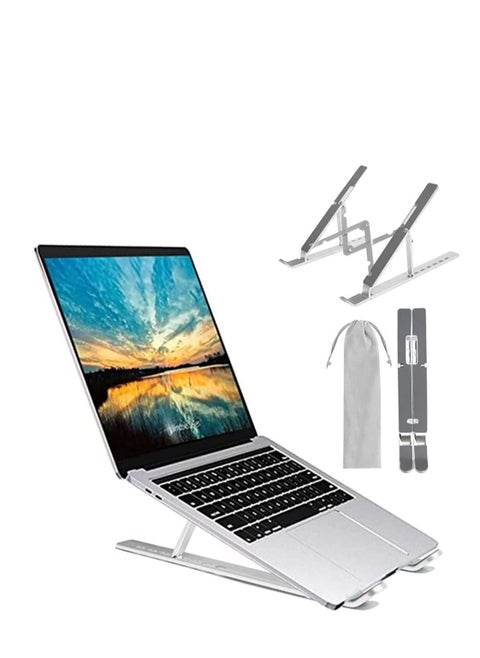 COOLBABY Laptop Stand Laptop Stand Computer Tablet Stand 6 Angle Adjustable ABS Material Ergonomic Desktop Stand 15.6 Inch Silver