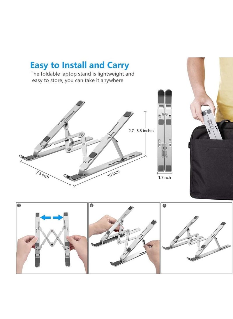 COOLBABY Laptop Stand Laptop Stand Computer Tablet Stand 6 Angle Adjustable ABS Material Ergonomic Desktop Stand 15.6 Inch Silver