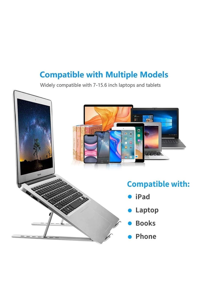 COOLBABY Laptop Stand Laptop Stand Computer Tablet Stand 6 Angle Adjustable ABS Material Ergonomic Desktop Stand 15.6 Inch Silver