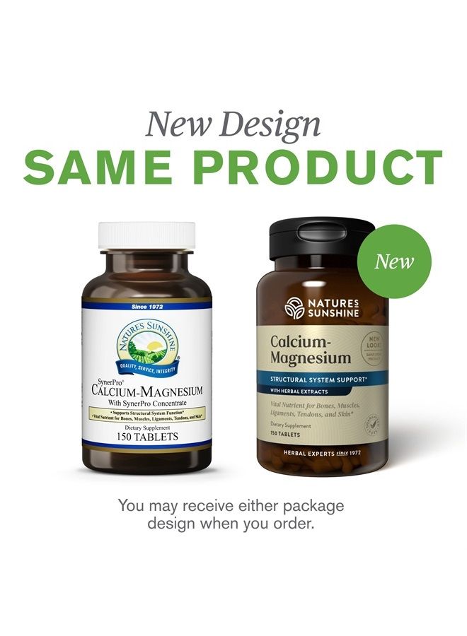 Nature's Sunshine Calcium-Magnesium, SynerPro, 150 Tablets , Calcium Multivitamin Provides Vital Nutrients for Bones, Muscles, Ligaments, Tendons, and Skin - Image 2