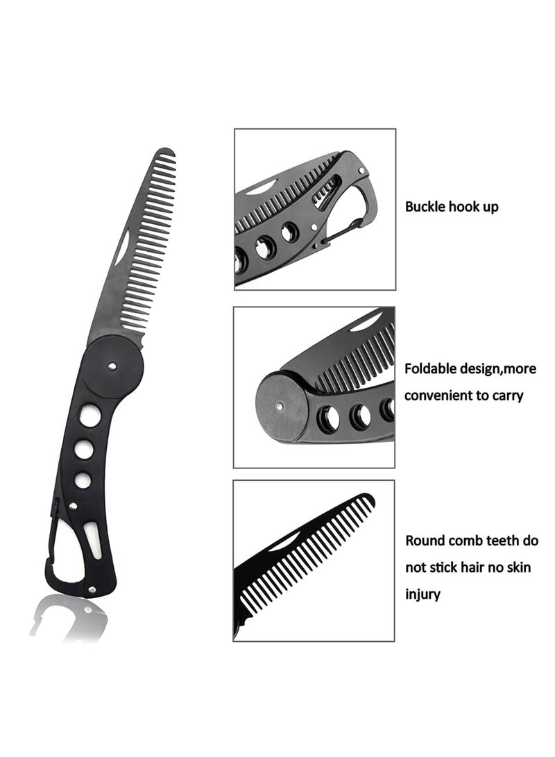 Y&D Beard Comb Hair, Stainless Steel Mustache Comb, Folding for Men Pocket Head Hair Brush Combs All Types Travel, Styling & Detangler - Image 3