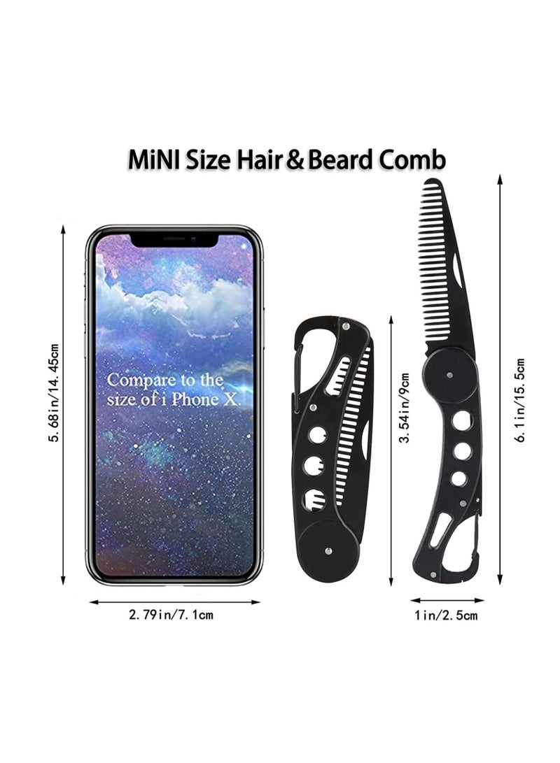 Y&D Beard Comb Hair, Stainless Steel Mustache Comb, Folding for Men Pocket Head Hair Brush Combs All Types Travel, Styling & Detangler - Image 4