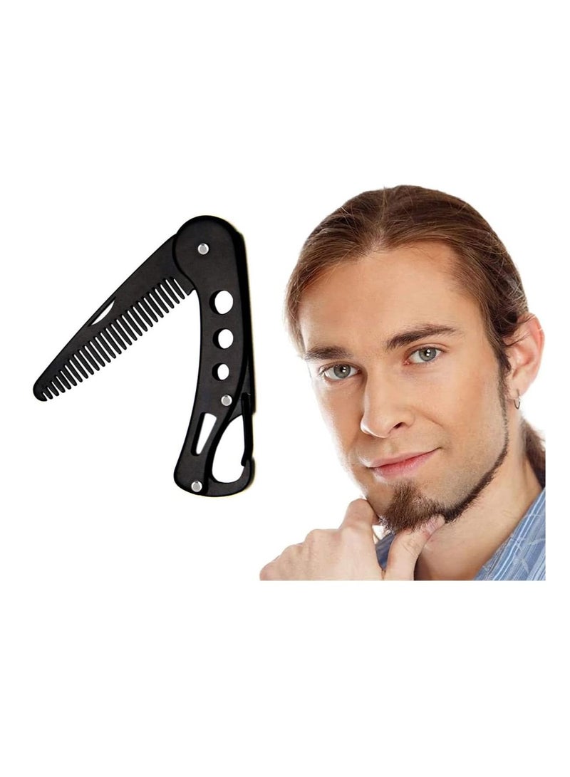 Y&D Beard Comb Hair, Stainless Steel Mustache Comb, Folding for Men Pocket Head Hair Brush Combs All Types Travel, Styling & Detangler - Image 1