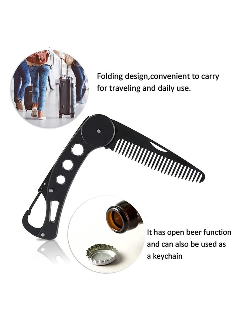 Y&D Beard Comb Hair, Stainless Steel Mustache Comb, Folding for Men Pocket Head Hair Brush Combs All Types Travel, Styling & Detangler - Image 5