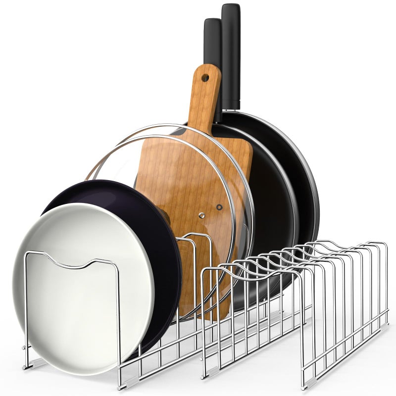 FLSEPAMB Pot Lid Organizer Pan Lid Organizer Kitchen Pot Lid Rack Suitable for Bakeware Dish Plate Cutting Boards Pots  Pans Serving Trays Reusable Holder 2 Pack
