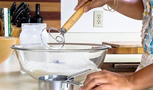 Armear The Original Kitchen LARGE 13.5” Stainless Steel Dutch Style bread dough whisk for pastry pizza. alternatives to a blender, mixer or hook, Natural - Image 2