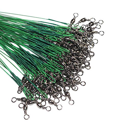 Laxygo 60pcs Fishing Wire Leaders Nylon-Coated Fishing Line Wire Leaders with Swivels and Snaps 6inch, 9inch, 12inch - Image 1