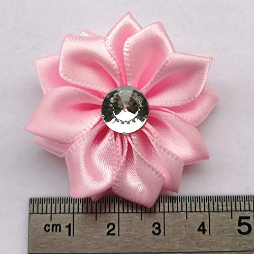 Chenkou Craft 40pcs Satin Ribbon Flower with Pearl Wedding DIY Appliques (Multi) - Image 2