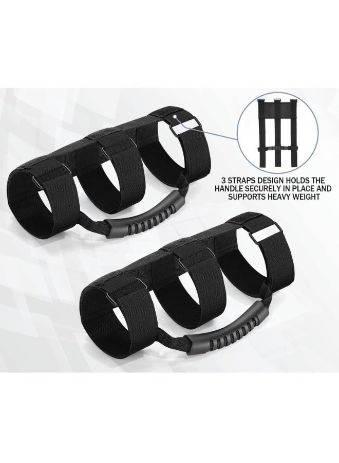 Roll Bar Grab Handles Compatible with Jeep Wrangler TJ YJ JK, Black 3-Strap Design, 2-3 Inch Bar Mount, 2 Pack - Image 3