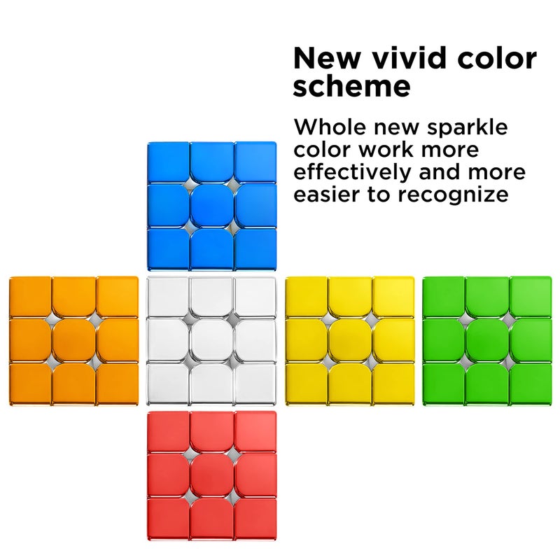D-FantiX Magnetic Mirror Reflective Speed Cube 3x3x3, Cyclone Boys Original Stickerless Magic Cube, 3D Brain Teaser Cube, Personalized Shiny Cube Puzzles Gift for Kids Adults (56mm) - Image 3