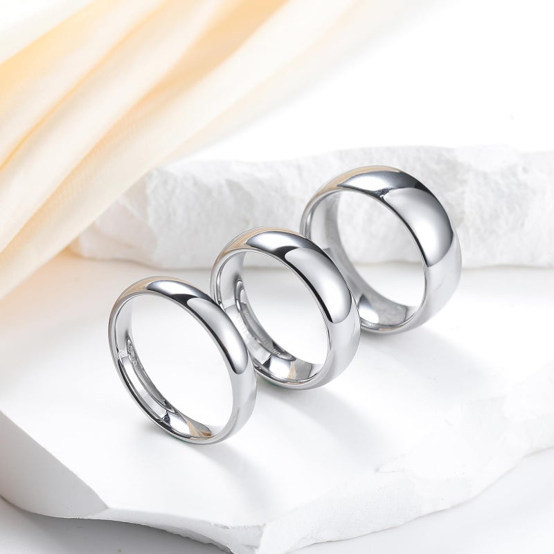King Will Basic 2mm 4mm 6mm 8mm Tungsten Wedding Band Ring for Men Women Silver/Gunmetal/Black Domed High Polish Tungsten Carbide Ring Comfort Fit 4-15 - 6mm Silver Size 8.5 - Image 3