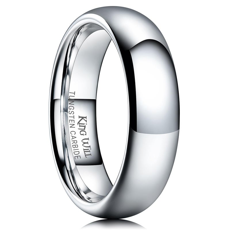 King Will Basic 2mm 4mm 6mm 8mm Tungsten Wedding Band Ring for Men Women Silver/Gunmetal/Black Domed High Polish Tungsten Carbide Ring Comfort Fit 4-15 - 6mm Silver Size 8.5 - Image 1