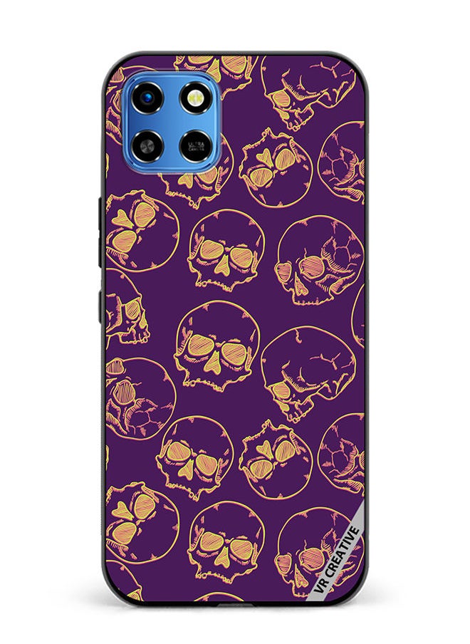 Protective Case Cover For Infinix Smart 6 HD Fluorescent Sketch Skulls Design Multicolour