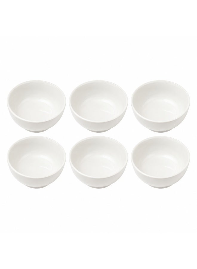 Ceramic Mini Bowl Set 6 Pieces White Microwave & Dishwasher Safe Heat Resistant Ceramic Bowls for Soup Snacks Desserts Dips Ice Cream Serving and Everyday Kitchen Use