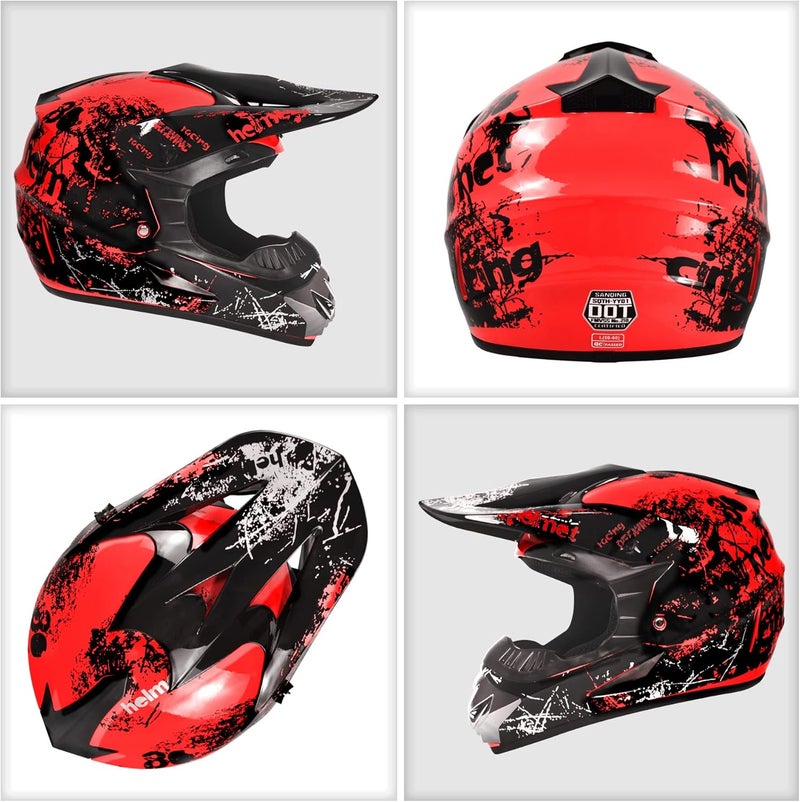 SanQing Unisex Motocross Helmet with Goggles and Gloves - DOT Approved - Image 4
