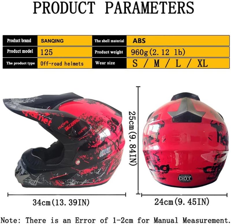 SanQing Unisex Motocross Helmet with Goggles and Gloves - DOT Approved - Image 5