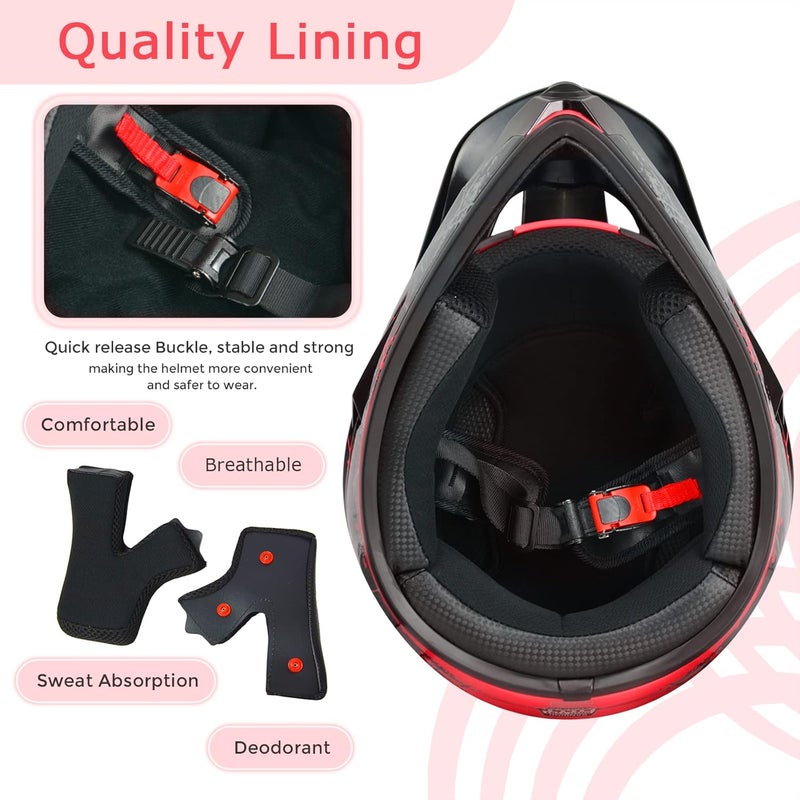 SanQing Unisex Motocross Helmet with Goggles and Gloves - DOT Approved - Image 3
