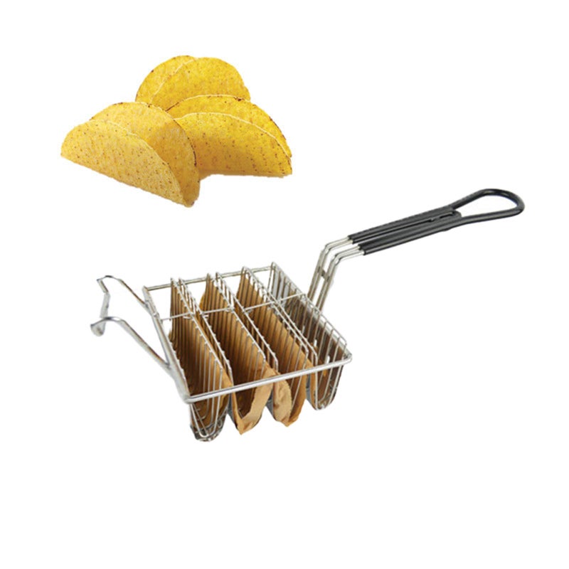 FAMKIT Taco Fryer Basket Taco Shell Fryer Holds 4 Shells Deep Fryer Taco Holder Basket with Grip Handle