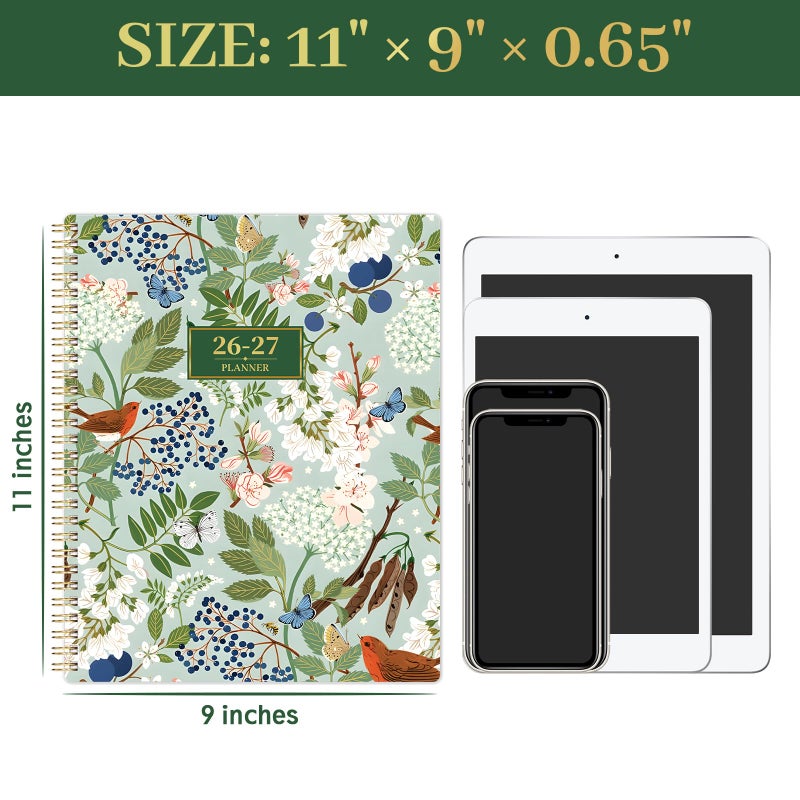 Vondafe Planner 2026-2027 - Academic Planner 26-27, July 2026 - June 2027, 9" x 11", 2026-2027 Planner Weekly and Monthly with Monthly Colorful Tabs + Storage Pocket + Spiral Bound - Floral - Image 3