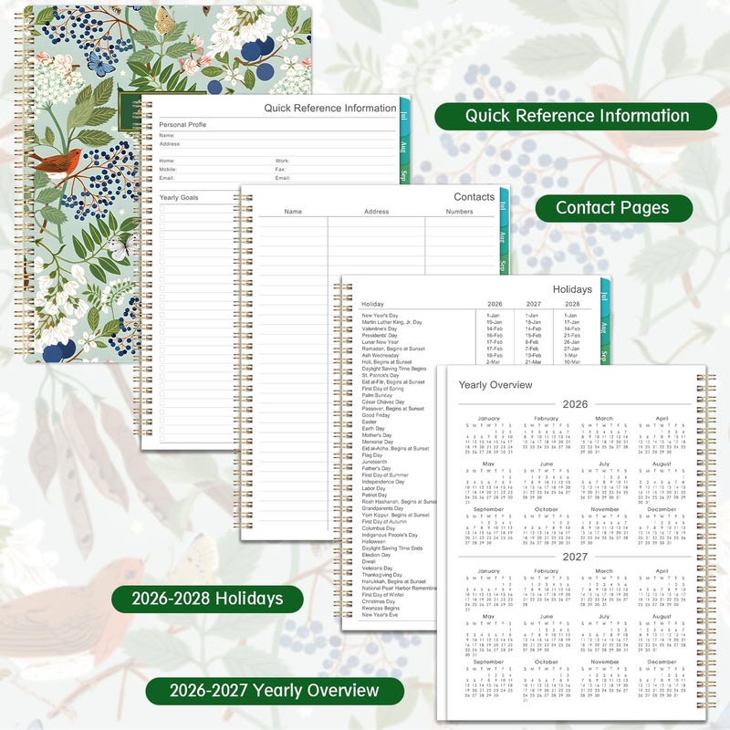 Vondafe Planner 2026-2027 - Academic Planner 26-27, July 2026 - June 2027, 9" x 11", 2026-2027 Planner Weekly and Monthly with Monthly Colorful Tabs + Storage Pocket + Spiral Bound - Floral - Image 5