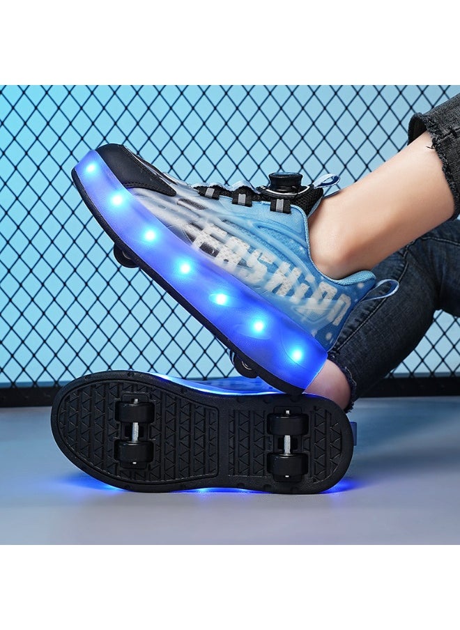 NIBEMINENT Kids Roller Skates Shoes 4 Wheels Roller Shoes Boys Girls Wheel Shoes Roller Sneakers Shoes for Beginner More Balanced  - Image 2