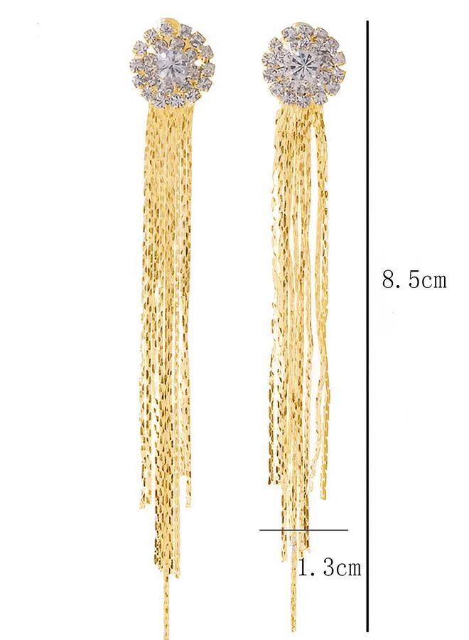 Take Two Rhinestone with Tassel Drop Earrings - Image 3