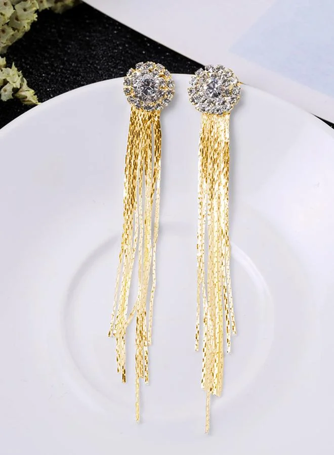 تايك تو Take Two Rhinestone with Tassel Drop Earrings