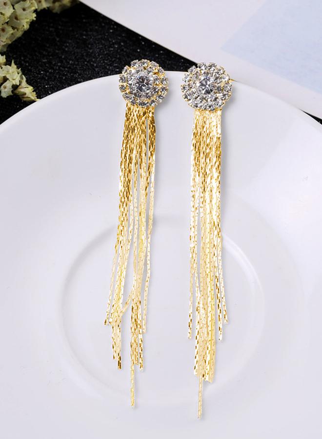 Take Two Rhinestone with Tassel Drop Earrings - Image 4