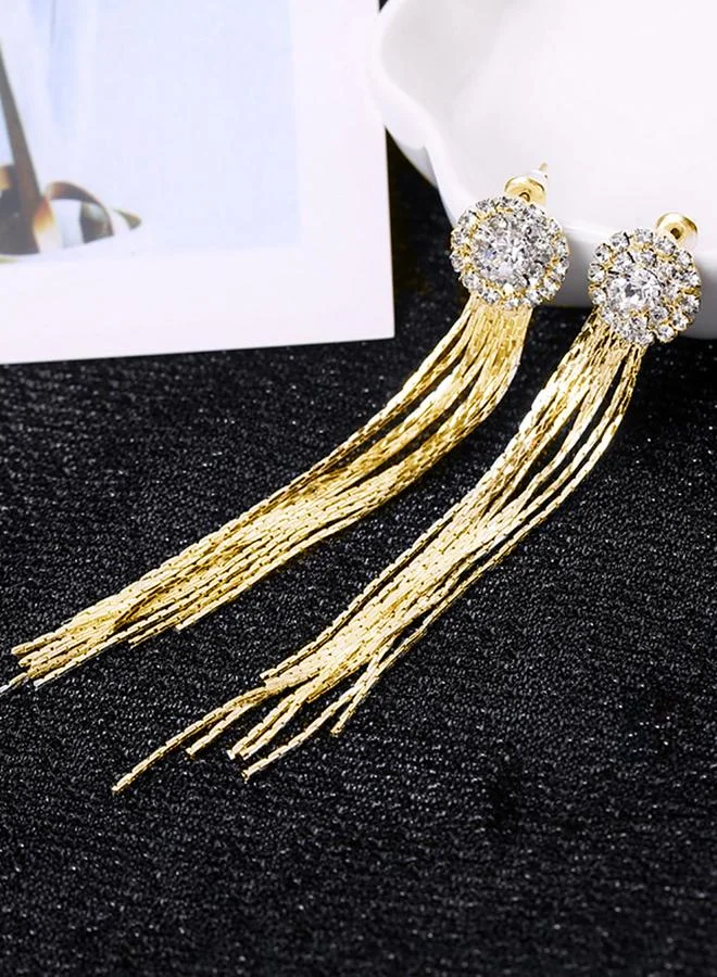 تايك تو Take Two Rhinestone with Tassel Drop Earrings