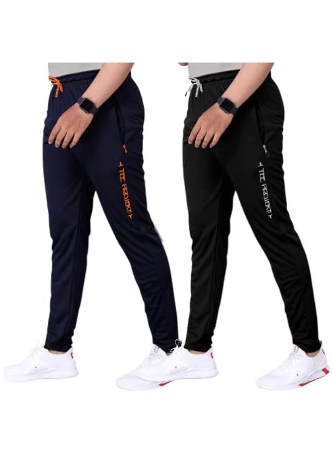 طقم بناطيل رياضية (Track Pants) للرجال من Pinkmint – تصميم Jogger بخصر مطاطي، مناسبة للارتداء النشط، اليوغا والرياضة (عبوة من قطعتين) – مقاس L - Image 3