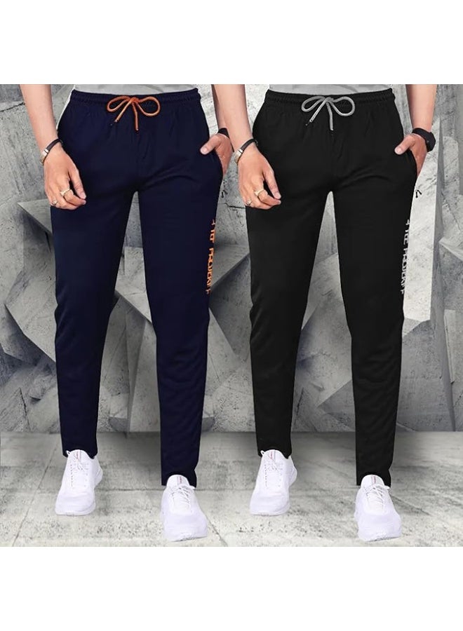 طقم بناطيل رياضية (Track Pants) للرجال من Pinkmint – تصميم Jogger بخصر مطاطي، مناسبة للارتداء النشط، اليوغا والرياضة (عبوة من قطعتين) – مقاس L - Image 1