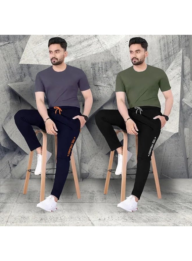 طقم بناطيل رياضية (Track Pants) للرجال من Pinkmint – تصميم Jogger بخصر مطاطي، مناسبة للارتداء النشط، اليوغا والرياضة (عبوة من قطعتين) – مقاس L - Image 4