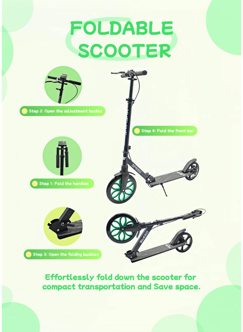 EASY FUTURE Foldable Kick Scooter for Kids Ages 7–14,Big Wheels, Adjustable Handlebar, Rear Brake & Easy Grip Handle - Image 3