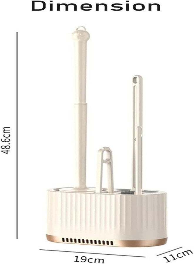 HIRNAYA Silicone Toilet Brush and Holder Set, Deep Cleaning Toilet Bowl Brush and Holder for Bathroom, Toilet Cleaning Brushes, Wall-Mounted or Floor Standing Bathroom Cleaning Brushes (4IN1 White) - Image 2