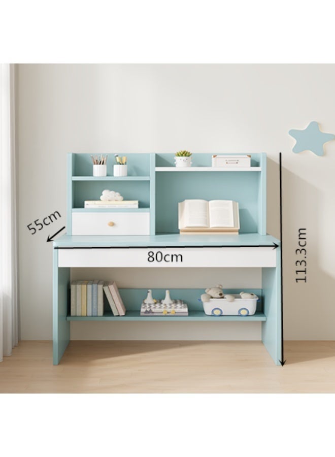 مكاتب الأطفال، طاولة دراسة للأطفال، مكتب متعدد الوظائف لأنشطة القراءة للأطفال، مع طبقات متعددة من أرفف الكتب ذات السعة الكبيرة، مناسبة للطلاب للكتابة والتعلم (أزرق، YN118) - Image 1