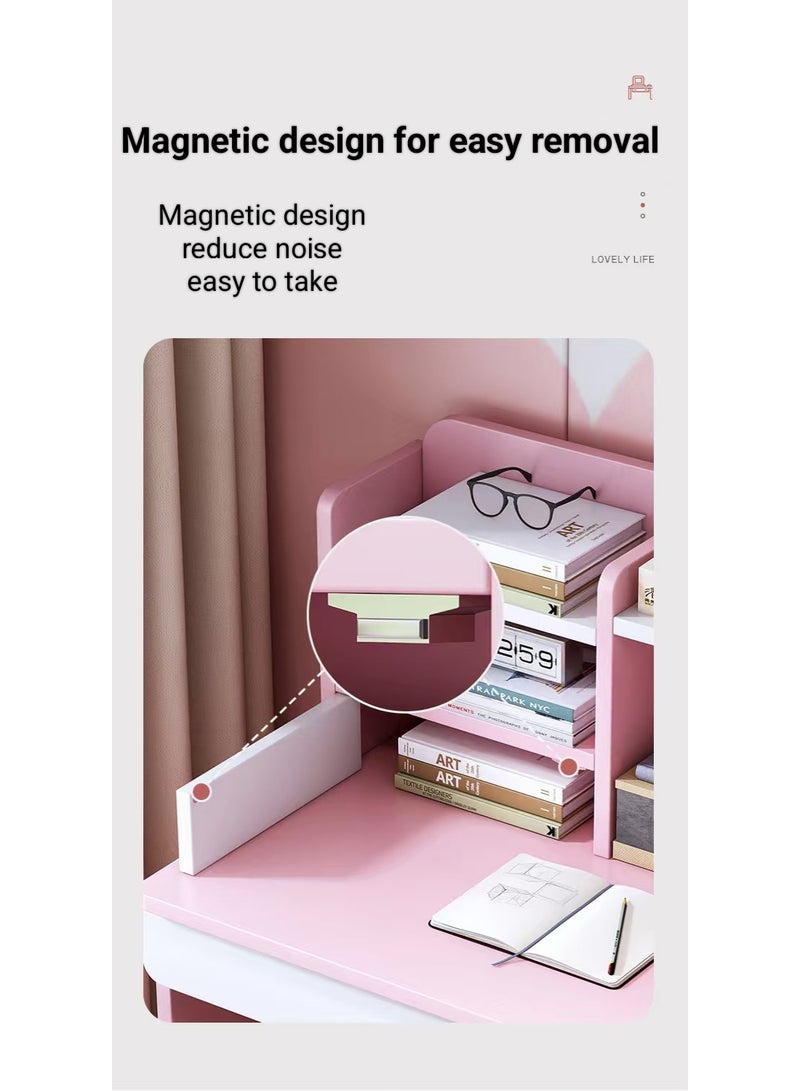 مكاتب الأطفال، طاولة دراسة للأطفال، مكتب متعدد الوظائف لأنشطة القراءة للأطفال، مع طبقات متعددة من أرفف الكتب ذات السعة الكبيرة، مناسبة للطلاب للكتابة والتعلم (أزرق، YN118) - Image 5