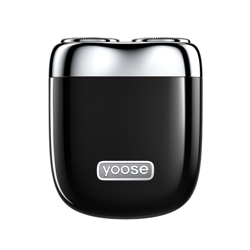 yoose Mini Electric Shaver Alloy Portable Travel Shavers Cordless Shaving USBC Rechargeable Electric Razor for Men Dry Shave IPX7 Waterproof Detachable Head Easy Cleaning Black