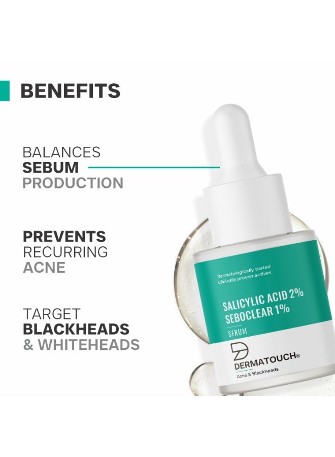 DERMATOUCH Salicylic Acid 2% Seboclear w/w 1% Face Serum | For Acne & Blackheads | Specially for Acne-prone & Oily Skin | 18ml - Image 2