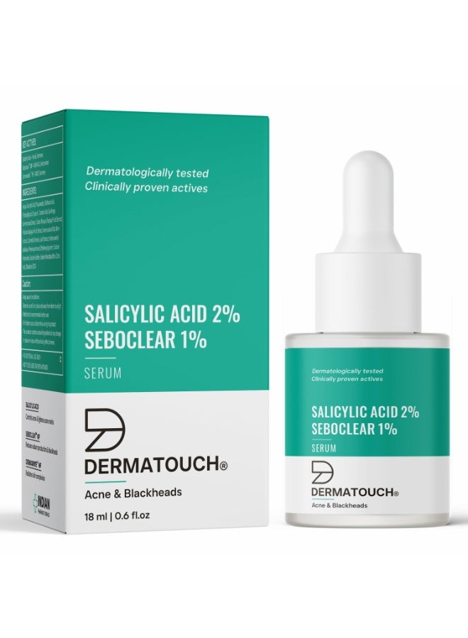 DERMATOUCH Salicylic Acid 2% Seboclear w/w 1% Face Serum | For Acne & Blackheads | Specially for Acne-prone & Oily Skin | 18ml - Image 1