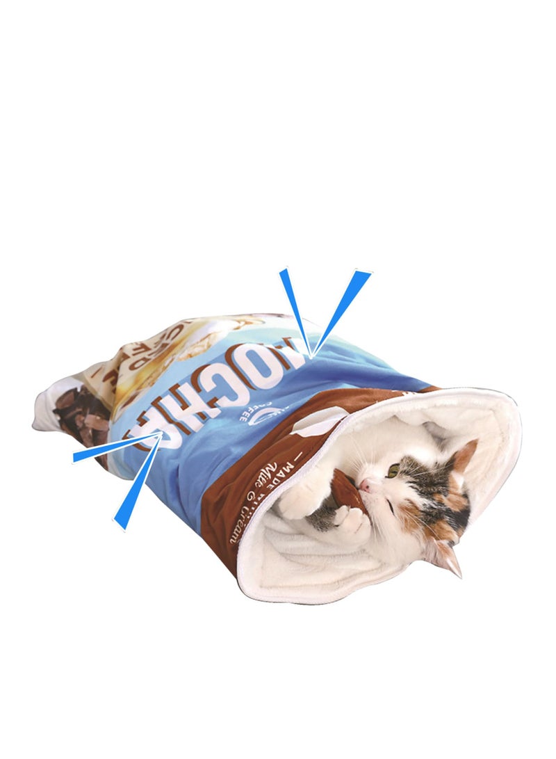 Excefore Cat Sleeping Bag 20 inches*16 inches Cute Cats Bed Large Pet Cave Washable Self Warming Cat Bed Snuggle Sack Warm Indoor Cat Cave Bed Winter Pet Bed for Puppy Rabbit Kitty - Image 1
