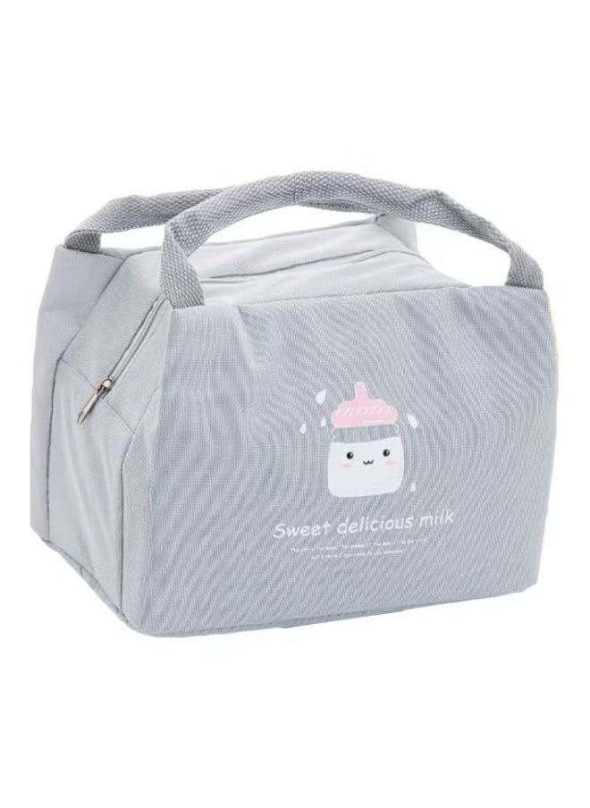 CYTHERIA Printed Insulated Thermal Lunch Bag Grey/White/Pink 21x17x15cm  - Image 2
