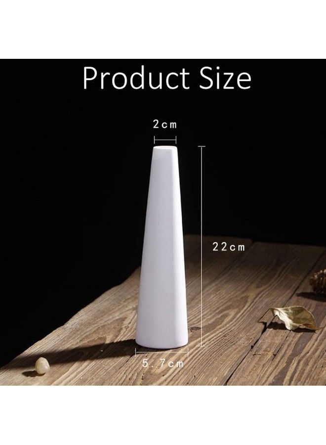 Quupy Tall White Ceramic Bud Vase Single Flower Small Bud Decorative Floral Vase Home Decor Centerpiece Modern Minimalism Style For Home Office Shelf Decor (Syx63152White) - Image 3