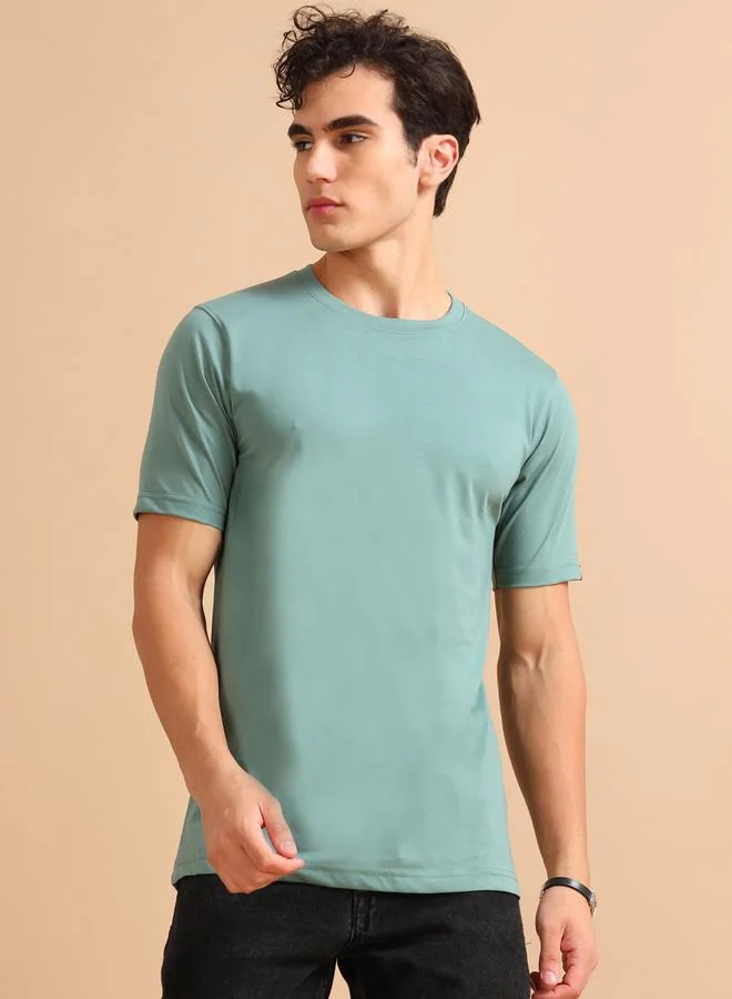 Bushirt Solid Short Sleeve Regular Fit T-Shirt by Styli