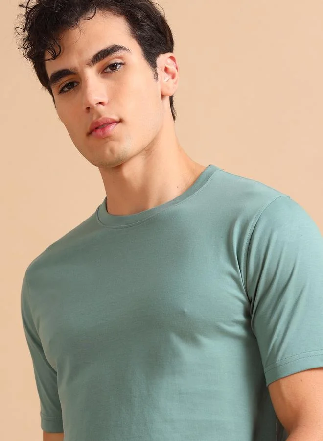 Bushirt Solid Short Sleeve Regular Fit T-Shirt by Styli