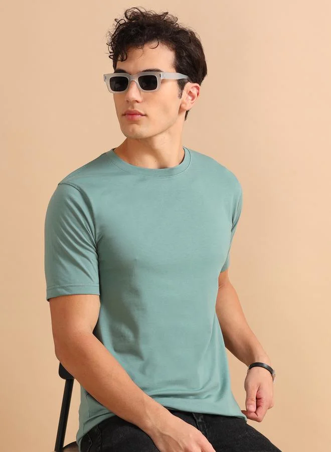 Bushirt Solid Short Sleeve Regular Fit T-Shirt by Styli